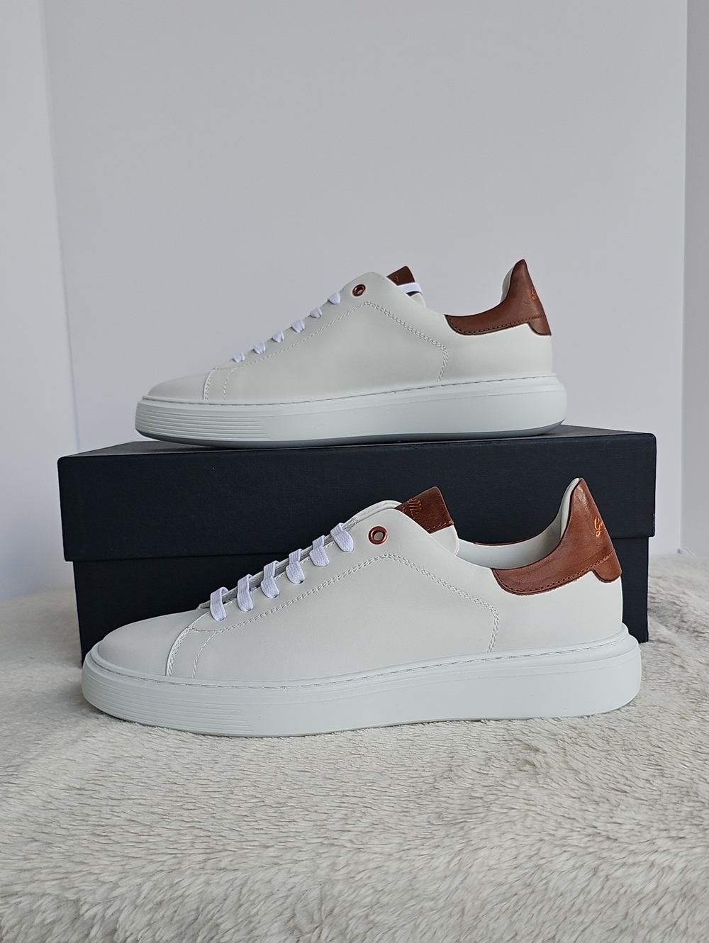 ​NIB Good Man Brand Men's White Leather Low Top Sneakers Sz 7.5